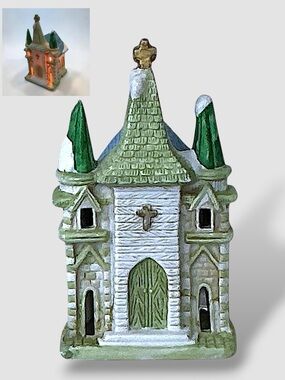 Vintage Village Church Lighted Hand Painted Porcelain Building Collectible 1993